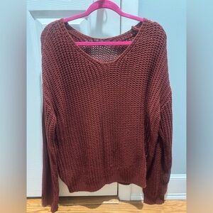 SHEIN Women's Deep Brown V-Neck Sweater